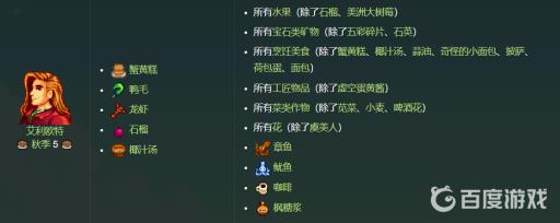 星露谷物语各人物喜欢的东西是什么?3